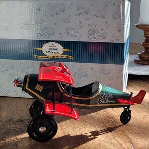 1930 "Spirit of Christmas" Custom Biplane Hallmark Gold Crown Decor